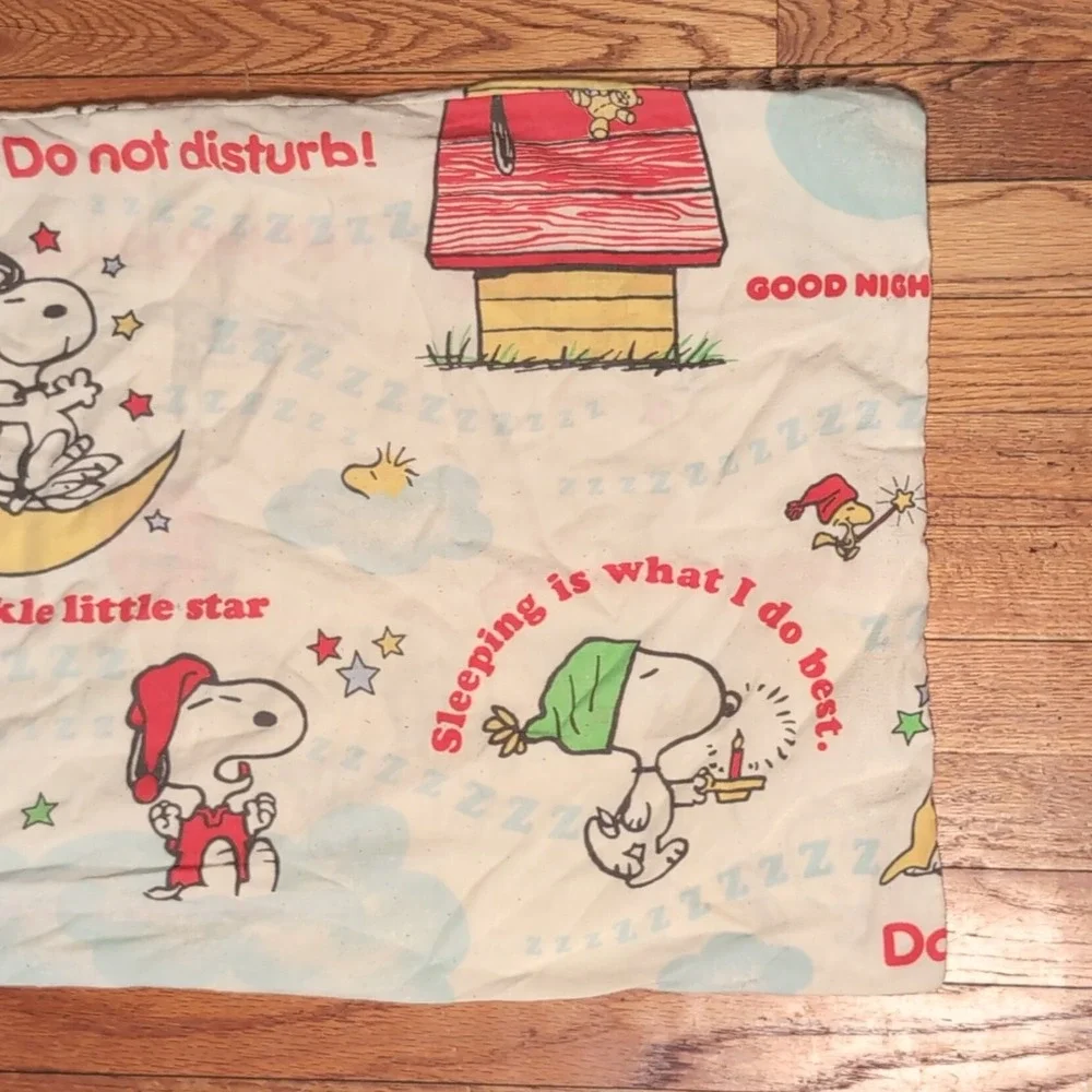 Peanuts Snoopy Pillowcase Set Standard Flannel Cotton Polyester Woodstock